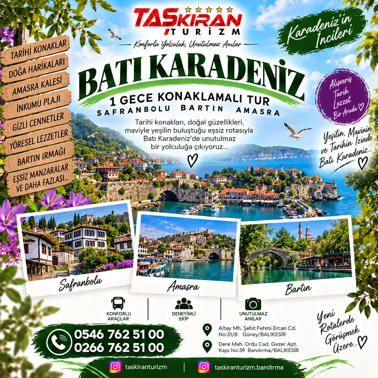 1 GECE KONAKLAMALI BATI KARADENİZ TURU 